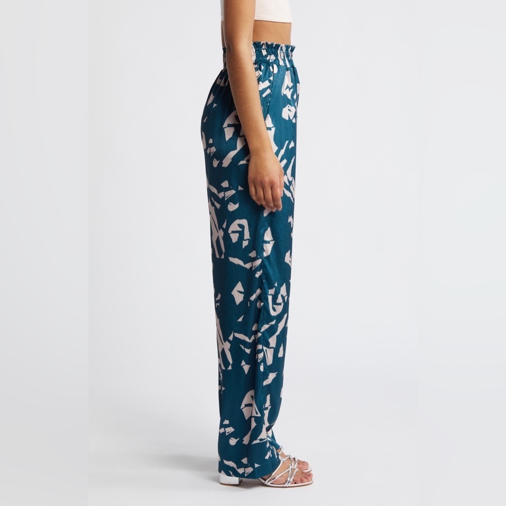 DiarraBlu Leer Batik Wide Leg Palazzo Pants Teal Small NWT - Picture 4 of 7